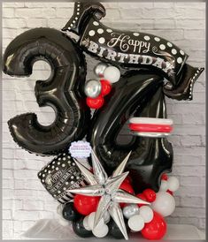 34th arrangement 34th Birthday Ideas For Him, Outfit Ideas For Birthday, Balloon Ceiling Decorations, 34 Birthday, Bee Balloon, Happy 34th Birthday, Birthday Balloon Bouquet, Balloons Number, Baseball Theme Birthday