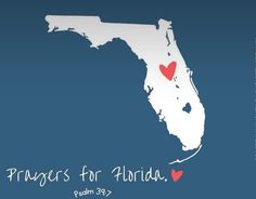 the map of florida with hearts on it and words that say, prays for florida