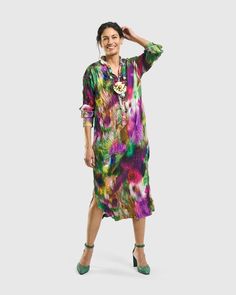 Dress Watercolor, Crinkle Dress, Button Down Midi Dress, Cocoon Dress, Out Of This World