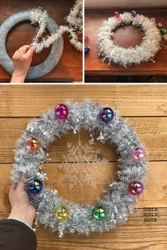 how to make a christmas wreath out of tinsel