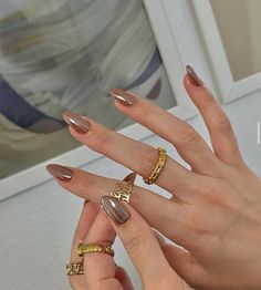 Chrome Nail Colors, Neutral Nails, Autumn Nails, Classy Nails, Pretty Acrylic Nails, Short Acrylic Nails