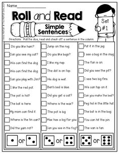 the roll and read worksheet for students to practice their reading skills with dices