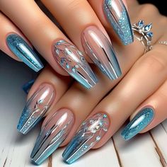 #blue #nails #nailart #fynails #nailsofsummer #nailsoftheday #nailartdesigns Transparent Nail Art, Nails Wallpaper, Acrylic Nail Designs Classy, Fall Nail Art Ideas, Elegant Touch Nails, Beauty Hacks Nails, Fall Nail Trends, Elegant Nail Designs, Fall Nail Art Designs