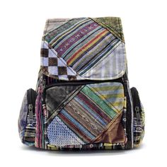 Set out on your daily journey with your belongings safe and secure in our Patch Me If You Can Backpack. This mid-sized, lightweight backpack comes complete with three cargo pockets, a zippered main compartment and inner pocket, and adjustable shoulder straps. Created using 100% recycled woven cotton fabric, this is one backpack that is sure to be as unique as the person wearing it. Patchwork clothing is made from many different sections of fabrics that are sewn together to form the final unique Cotton Backpack With Zipper Pocket For Travel, Cotton Travel Backpack With Zipper Pocket, Travel Backpack With Zipper Pocket In Cotton, Eco-friendly Multicolor Travel Backpack, Travel Cotton Backpack With Pockets, Multicolor Cotton Backpack For Daily Use, Buffalo Sandals, Patchwork Clothing, Army Cap