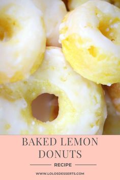 baked lemon donuts with white glaze on top