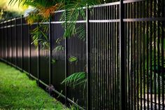 Three-rail picket through the bottom aluminum fence section. The dimensions of this product are 5-ftH x 6-ftW and the color is black. Coordinating aluminum fence posts available (line post model# ALFCBBL73002265Q, end post model# ALFCBBL73002267Q, corner post model# ALFCBBL73002266Q, HD end post model# ALFCBBL73002268Q). Coordinating aluminum gates available (4-ft straight top model# ALFCBBL73009477Q, 4-ft arched top model# ALFCBBL73009474Q, 5-ft straight top model# ALFDBBL73009478Q, 5-ft arched Dog Ear Fence, Horizontal Slat Fence, Different Types Of Fences, Construction Fence, Home Fencing, Aluminium Gates, Fencing Material, Aluminum Decking, Types Of Fences