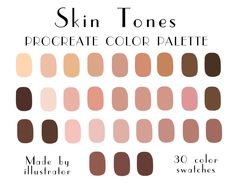 the skin tones for this palette are brown, pink, and peachs with text that reads