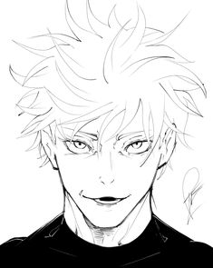 an anime character with white hair and blue eyes, in black shirt looking at the camera