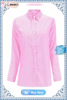 Shirt Collar Buttoned Long Sleeve Stripes Casual Plus Size Shirt Casual Pink Blouse With Spread Collar, Pink Casual Blouse With Spread Collar, Casual Striped Shirt, Plus Size Shirt, Singapore Malaysia, Casual Stripes, Collar Top, Plus Size Shirts, Shirt Collar