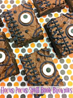 halloween brownies decorated with googly eyes and sprinkles