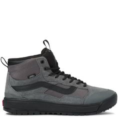 Style: Vn0a5ks5pbq Color: Pewter/Black Gender: Mens Vans Leather Winter Sneakers, Vans Leather High-top Sneakers With Boost Midsole, Vans Gray Sneakers For Outdoor, Vans Gray Outdoor Sneakers, Gray Vans Sneakers For Outdoor, Vans Boots, Crazy Sneakers, Tactical Style, Vans Old Skool Low