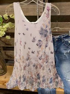 Floral-print Sleeveless Casual Shirt & Top Top Net, Fashion And Beauty Tips, Clothing Catalog, Summer Style Casual, Workout Tank Tops, Tank Top Cami, Casual Shirt, Color Khaki, Shirt Top