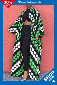 White Green Casual Street Print Patchwork Cardigan Collar Plus Size Overcoat Trendy Long Green Outerwear, Summer Patchwork Cardigan, Chic Long Multicolor Outerwear, Chic Multicolor Long Outerwear, Chic Long Green Outerwear, Chic Multicolor Patchwork Outerwear, Trendy Patchwork Summer Outerwear, Trendy Multicolor Open Front Outerwear, Green Long Sleeve Outerwear For Vacation