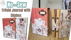 an image of a book with the title no - sew trifold journal with slipbox