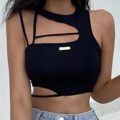 Cut Out Asymmetrical Y2k Black Crop Top Brand: Pretty Little Thing Size: Large Color: Black Other: Cotton Spandex Blend. New With Tags. Stylish 2000’s Vintage Millennial Crop Top. Runs Small, Would Fit A B Or C Cup Well. Great For Clubwear, Nightclubs, Edm, Raves, Music Festivals, Models, Photo Shoots. From A Smoke & Pet Free Home. Tags: Iheartraves, Suspex, Namika, Shein, Romwe, Boohoo, Princess Polly, Fashion Nova, Ultra Music Festival, Edc Las Vegas, Rolling Loud, Coachella, Lollapolooza, Bon Y2k Tees, Round Neck Crop Top, Cutout Crop Top, Slim Fit Crop Top, Punk T Shirt, 2024 Spring Summer, Black Y2k, Middle Age Fashion, Estilo Punk