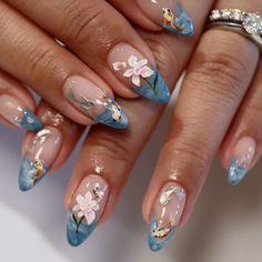 Bling Nails, Pretty Acrylic Nails, Nails Inspo, Cute Acrylic Nails, Love Nails, Blue Nails