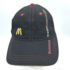 McDonalds Employee Hat Cap Baseball Style Adjustable Black #McDonalds #BaseballCap #Workwear Mcdonalds Employee, White Hoodie Jacket, Employee Uniform, Crew Team, Hoodie Jacket Men, Style Baseball Cap, Uniqlo Men, Racing Team