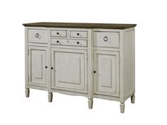 a white cabinet with two doors and drawers