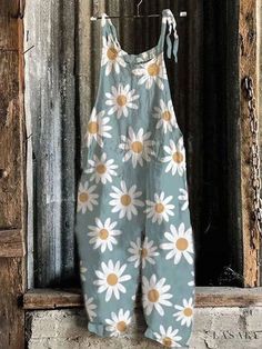 Lasaky - Floral Sweetness: Vintage Wide-Leg Jumpsuit with Print Baggy Dungarees, Bamboo Leggings, Oversized Jumpsuit, Harem Jumpsuits, Gorgeous Prom Dresses, Floral Handbags, Elegant Embroidery, Overalls Pants, Long Romper