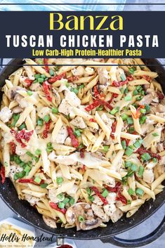 Banza gluten free penne pasta with sundried tomatoes, green onions, and mushrooms in a white wine cream sauce. Chicken And Sundried Tomatoes, Sundried Tomato Chicken Pasta, Sundried Tomato Chicken, Healthy Gut Recipes, Chicken Chickpea, Tuscan Chicken Pasta