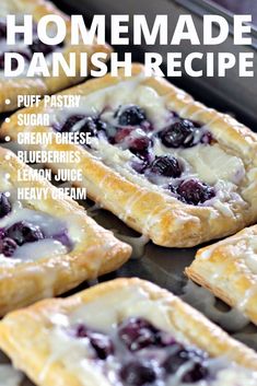 homemade danish pastry recipe with blueberries and cream cheese