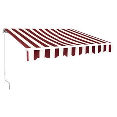 a red and white striped awning on a white background with clipping for shade