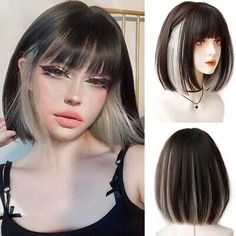 Straight Hair Bob, Wig Bangs, Straight Bob Hairstyles, Black Bob, Wig Party, Short Hair Wigs, Shot Hair Styles, Hair Bob, Short Straight Hair