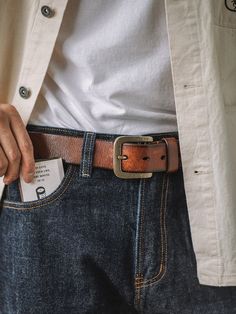 Just take this belt for example, with its luxurious calfskin leather and brass buckle embellishment promising to become a regular, timeless addition to any and every look