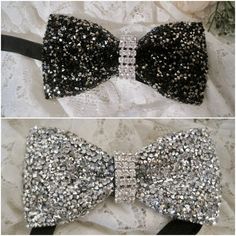 Silver Party Tie, Bow Tie Women, Silver Bow Tie, Bridesmaid Clutches, Tie Women, Tie Men's, Winter Formal, Wrist Corsage, Rhinestone Bow