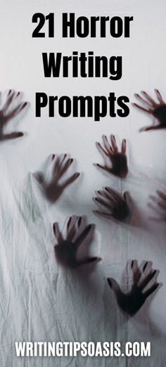 Image of silhouettes of hands and title of pin which is 21 horror writing prompts. Creepy Story Prompts, Suspense Prompts, Horror Writing Ideas, Psychological Horror Writing Tips, Horror Dialogue Prompts, Story Prompts Dark, Short Story Prompts Creative Writing, Horror Story Writing, Writing Prompts Horror