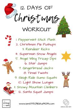 the twelve days of christmas workout for kids with pictures and instructions to help them learn how to