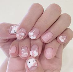 Cute Sanrio Nails Short, Short Nails Kawaii, Kawaii Gel Nails Short, Short Nail Designs Kawaii, Sanrio Nail Inspiration, Nail Designs Kawaii, Cute Hello Kitty Nails Short, Kawaii Gel Nails, Kitty Nail