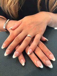 Acrylic French Manicure, French Manicure Acrylic Nails, French Tip Acrylic Nails, French Acrylic Nails, Almond Acrylic Nails, Nails Polish, Unique Acrylic Nails, Oval Nails, Nailed It