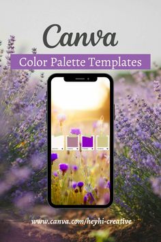 iPhone mock up, photo of a purple wild flowers with a purple and green pantone swatch overlaid. Provence Aesthetic, Color Palette Instagram, Purple Colour Palette, Green Meadow, Purple Color Palettes