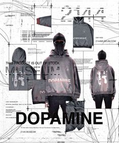 an advertisement for dopamine featuring two hooded sweatshirts