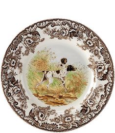 a decorative plate with a dog on it