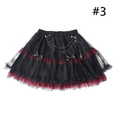 Features: It features elastic waist, removable bowknot decortion on the front, chain decoration on the waist, lace skirt.  Fabric: Cotton  Attention: This price includes a skirt only, others are not included.  Size Chart:  Size (CM): Unit CM; Sizes below are measured in flat-laid position, hand measurement will have discrepancy of about 2 CM.   	 		 			Size(cm) 			Free Size 		 		 			Waist 			56-100 		 		 			Length 			40 Party Mini Skirt With Lace Patchwork, Party Lace Patchwork Mini Skirt, Lace Patchwork Mini Skirt For Party, Party Lace Mini Skirt With Ruffles, Lace Tiered Mini Skirt For Party, Black Lace Mini Skirt For Party, Black Lace Skirt For Costume Party, Black Lace Patchwork Party Skirt, Black Lace Patchwork Skirt For Party