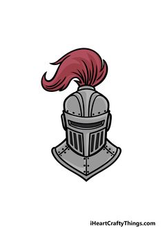 a drawing of a helmet with red hair