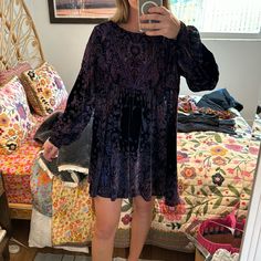 Never Worn!! Casual Purple Mini Dress For Fall, Purple Bohemian Mini Dress For Fall, People Dress, Free People Dresses, Free People Dress, Blue Purple, Blue And Purple, Free People, Colorful Dresses