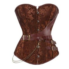 Steampunk Pirate Corset Gothic Brown Corset For Festival, Gothic Brown Corset For Costume, Brown Gothic Corset For Costume, Brown Corset For Cosplay, Fitted Vintage Brown Corset, Pirate Corset, Corset Steampunk, Brown Corset, Steampunk Pirate