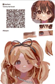 an anime character with long hair and brown eyes is shown in the image above it's own qr code