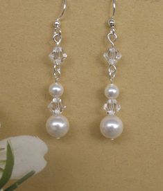 Pearl Dangle Earrings, Bridal Earrings, Bridal Jewelry, Bridesmaids Jewelry, Gift for Bridesmaids, W Almond Champagne, Diy Pearl Earrings, Anting Manik, Bridesmaids Earrings, Bridesmaids Jewelry, Gift For Bridesmaids, Beaded Earrings Diy, Jewelry Making Earrings, Earring Card