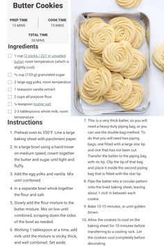 the recipe for butter cookies is shown in this page, with instructions on how to make them