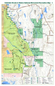 a map showing the location of kachin woods and water's national monument recreation area