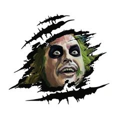 a drawing of the joker with green hair and black makeup on it's face