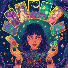 $4,08 Tarot Witch Art, Tarot Reader Aesthetic, Tarot Cards Reading, Tarot Illustration, Tarot Moon, Tarot Aesthetic, Tarot Magic, Astrology Tarot, Tarot Cards Art