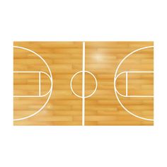 an overhead view of a basketball court with white lines on the floor and in the middle