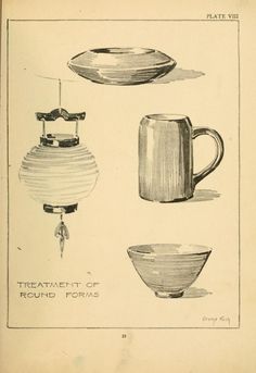 an old book with drawings of tea cups and saucers