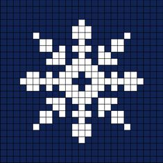 A pixel art template of a snowflake shaped like an ex and plus on top of one another. Snowflake Pattern Knitting, Snowflake Grid Pattern, Snowflake Alpha Pattern, Knitting Snowflake Pattern, Tapestry Crochet Patterns Christmas, Snowflake Perler Bead Patterns, Snowflake Pixel Art, Winter Alpha Pattern