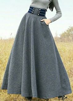 Jupes Quadrillé Maxi Poches Vintage/Millésime (1282662) Plus Size Long Skirts, Sukienki Maksi, Skirts Online